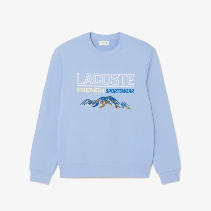 Fleece-sweatshirt med brodert motiv for menn