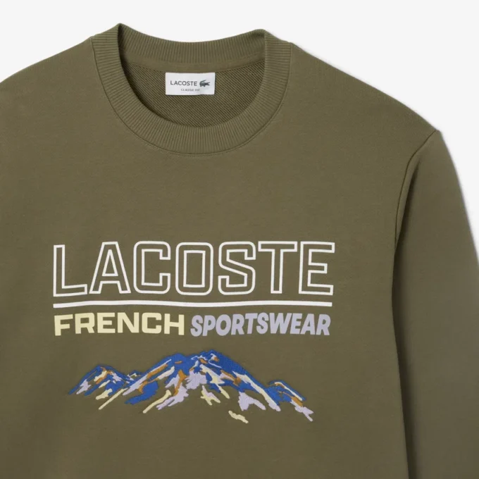 Fleece-sweatshirt med brodert motiv for menn