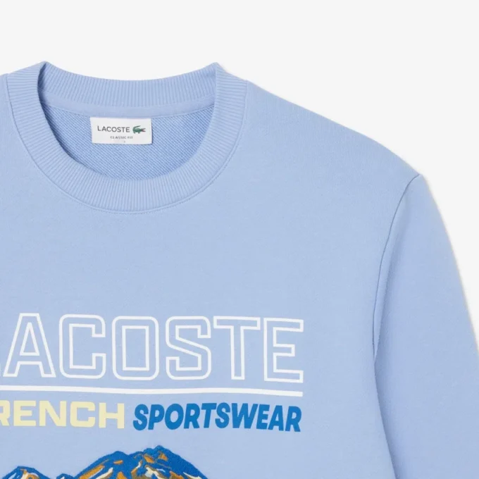 Fleece-sweatshirt med brodert motiv for menn