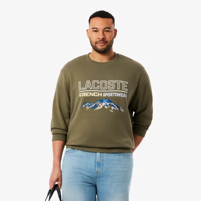 Fleece-sweatshirt med brodert motiv for menn