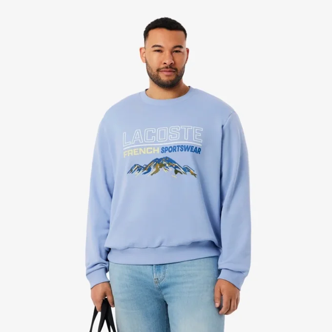 Fleece-sweatshirt med brodert motiv for menn