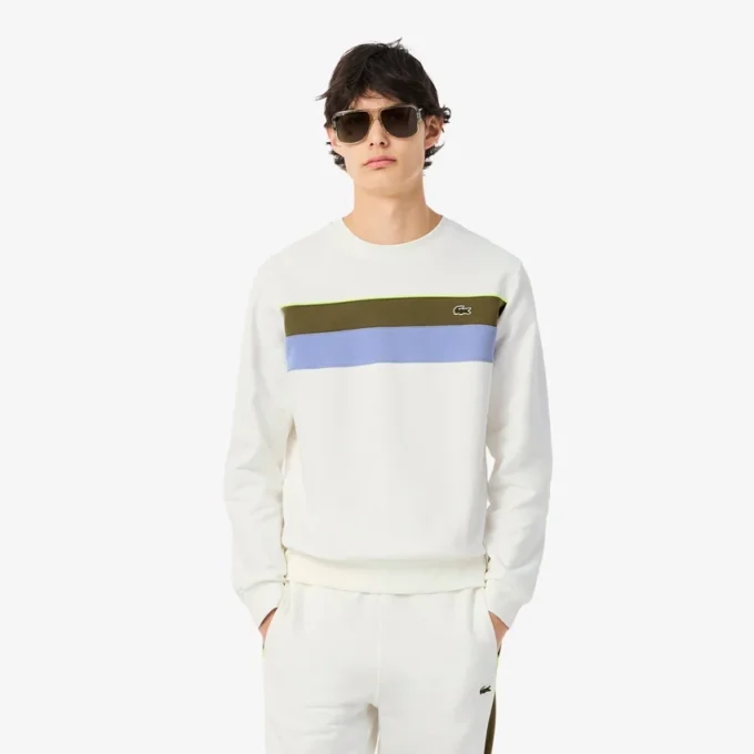 Fleece-sweatshirt med fargeblokker for menn