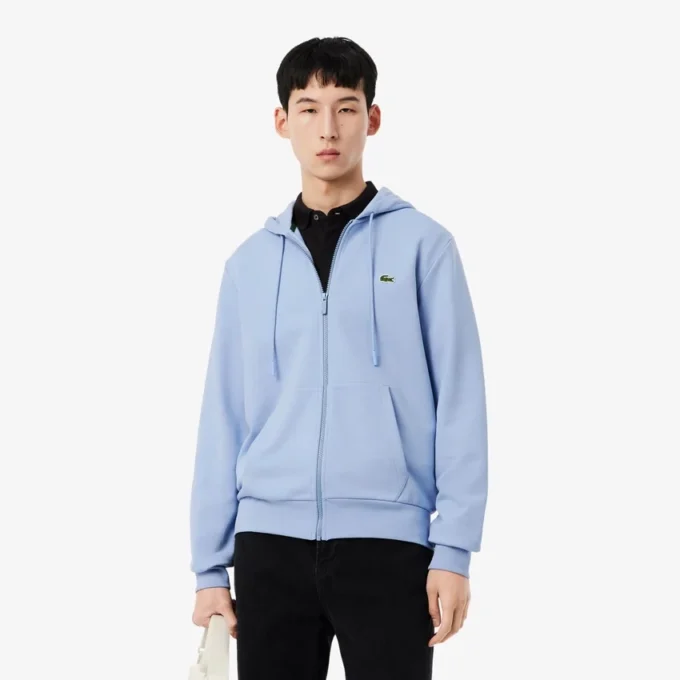 Fleece-sweatshirt med glidelås i klassisk passform for menn