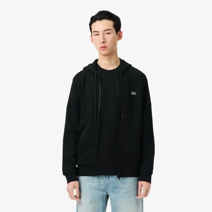 Fleece-sweatshirt med glidelås i klassisk passform for menn