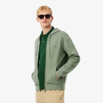 Fleece-sweatshirt med glidelås i klassisk passform for menn