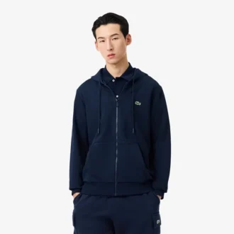 Fleece-sweatshirt med glidelås i klassisk passform for menn