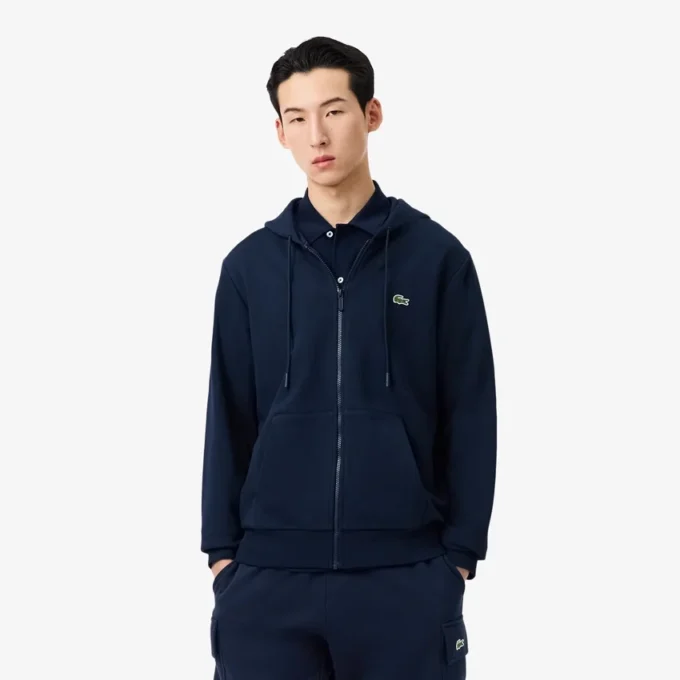 Fleece-sweatshirt med glidelås i klassisk passform for menn