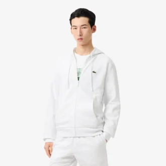 Fleece-sweatshirt med glidelås i klassisk passform for menn