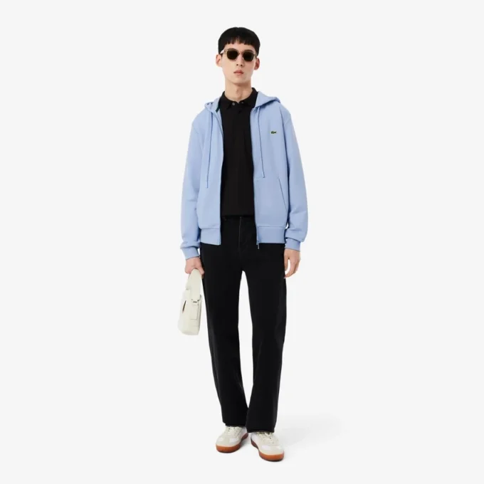 Fleece-sweatshirt med glidelås i klassisk passform for menn