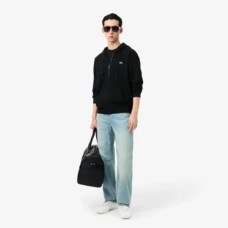 Fleece-sweatshirt med glidelås i klassisk passform for menn