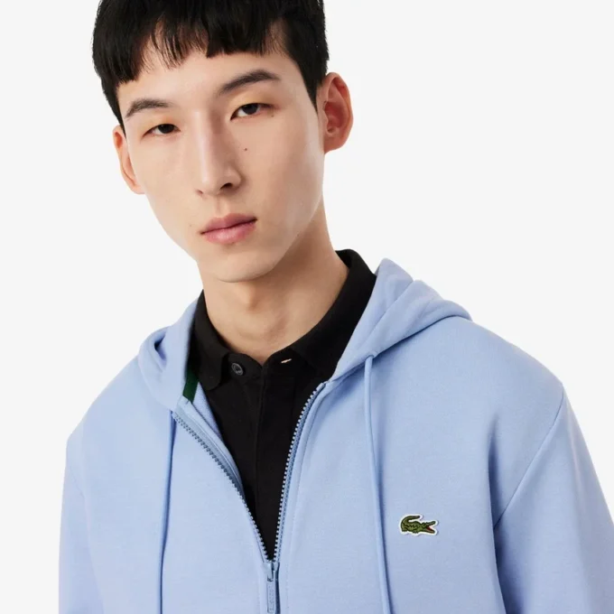 Fleece-sweatshirt med glidelås i klassisk passform for menn