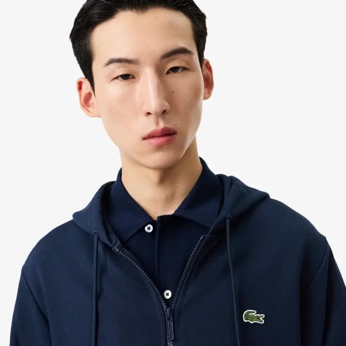 Fleece-sweatshirt med glidelås i klassisk passform for menn