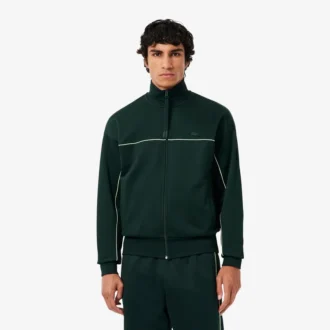 Fleece-sweatshirt med glidelås og sateng-effekt for menn