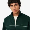 Fleece-sweatshirt med glidelås og sateng-effekt for menn