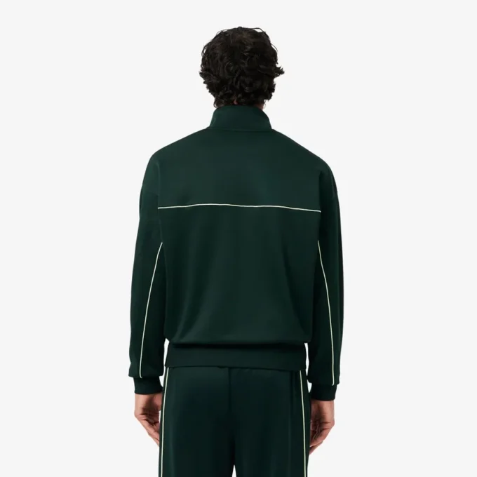 Fleece-sweatshirt med glidelås og sateng-effekt for menn