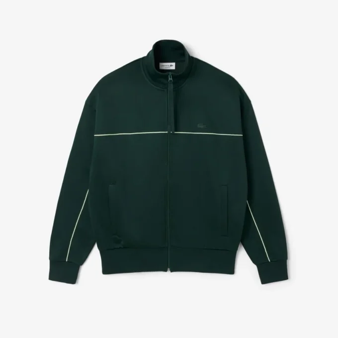 Fleece-sweatshirt med glidelås og sateng-effekt for menn