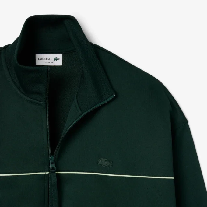 Fleece-sweatshirt med glidelås og sateng-effekt for menn