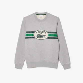 Fleece-sweatshirt med grafisk trykk for menn