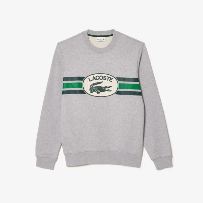 Fleece-sweatshirt med grafisk trykk for menn