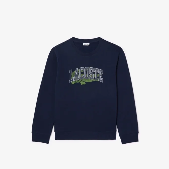 Fleece-sweatshirt med krokodilletrykk for barn