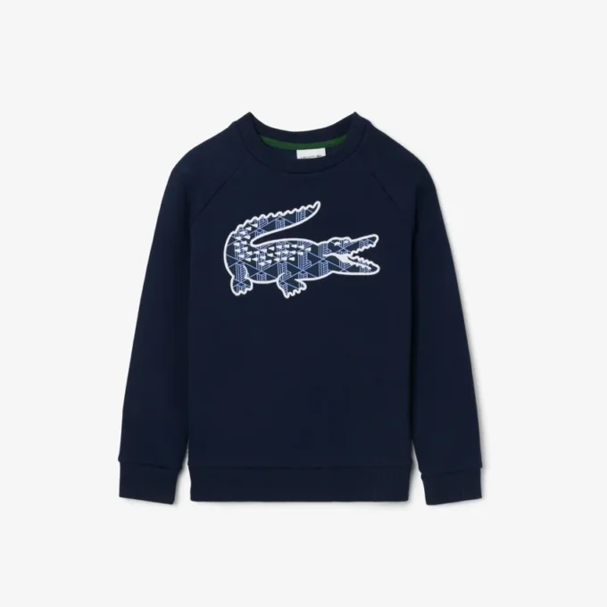 Fleece-sweatshirt med monogramtrykk for gutter