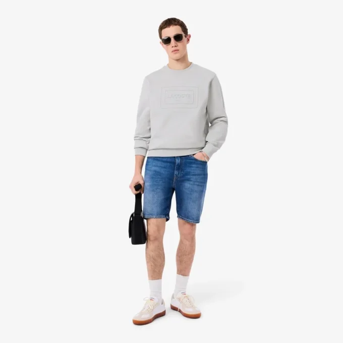 Fleece-sweatshirt med preg