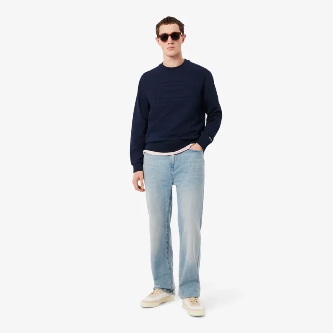Fleece-sweatshirt med preg