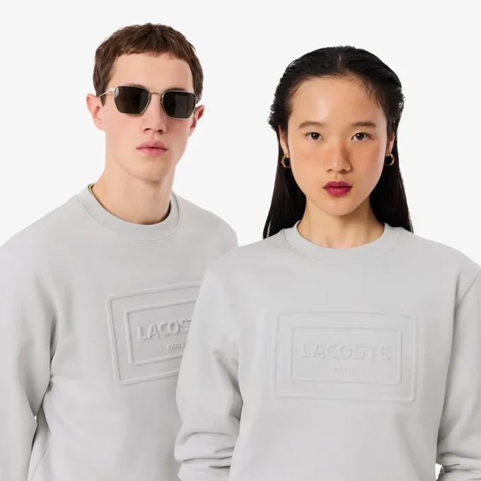Fleece-sweatshirt med preg