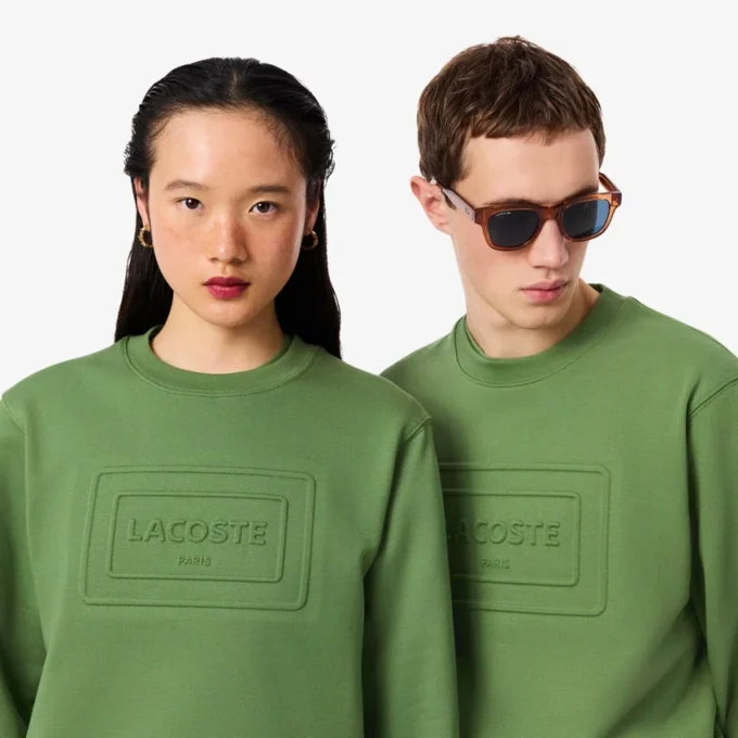 Fleece-sweatshirt med preg