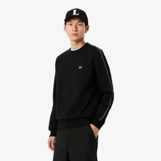 Fleece-sweatshirt med stripet bånd