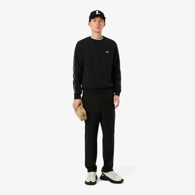 Fleece-sweatshirt med stripet bånd