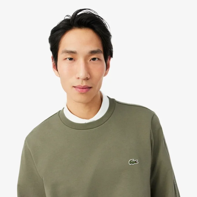 Fleece-sweatshirt med stripet bånd