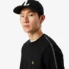 Fleece-sweatshirt med stripet bånd