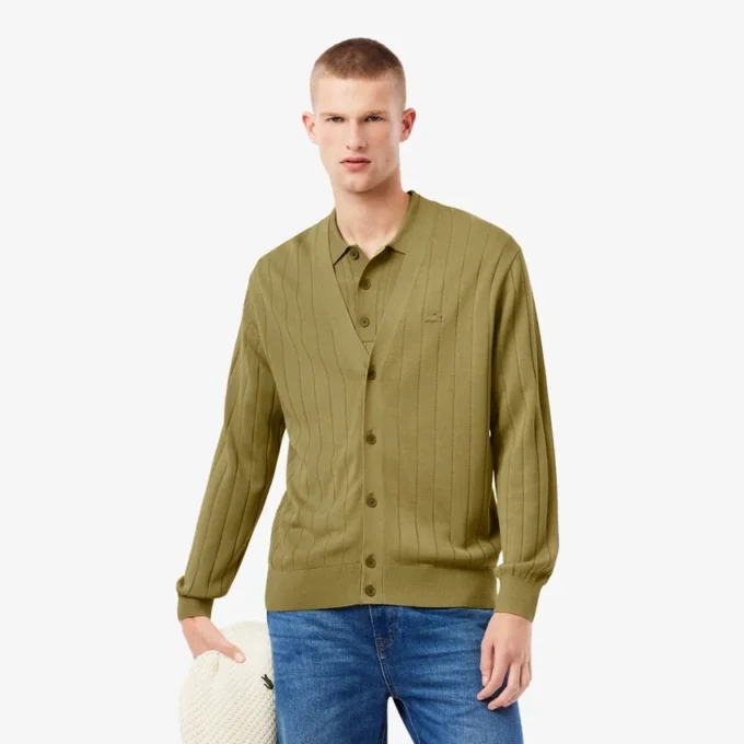 Fluid Rib Knit Cardigan for menn