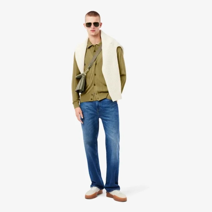 Fluid Rib Knit Cardigan for menn