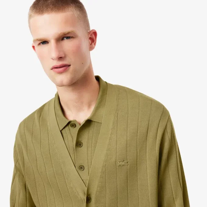 Fluid Rib Knit Cardigan for menn