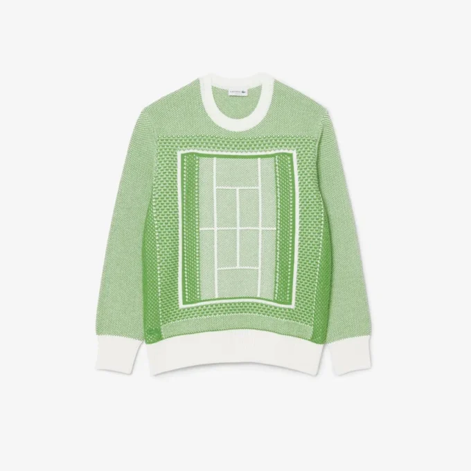 Gensere med tennisbane-motiv