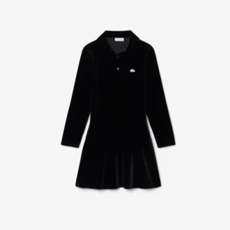 Glanset stretch-velour-pologensere for jenter