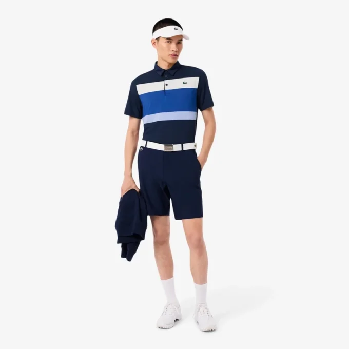 Golfpolo for menn med normal passform og fargeblokker