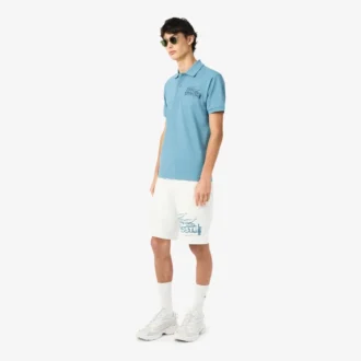 Grafisk printet bomullsfleece-shorts for menn