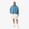 Grafisk printet bomullsfleece-shorts for menn