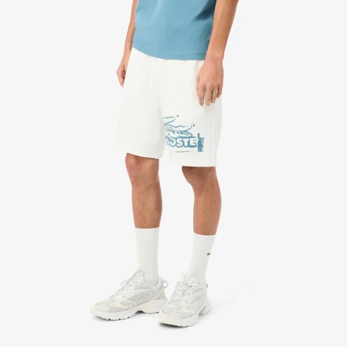 Grafisk printet bomullsfleece-shorts for menn