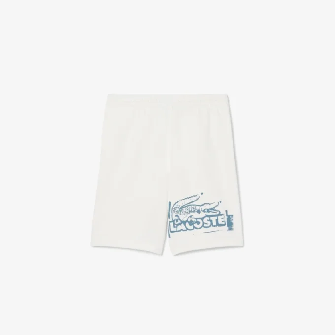Grafisk printet bomullsfleece-shorts for menn