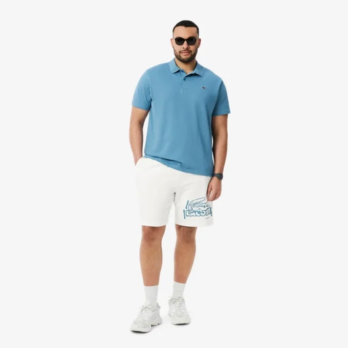 Grafisk printet bomullsfleece-shorts for menn