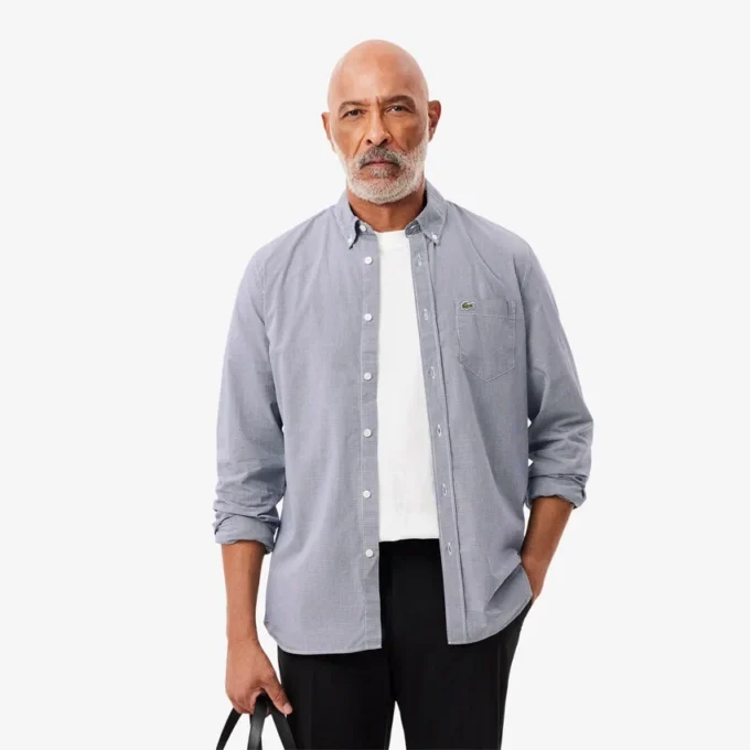 Hawaii-skjorte i poplin med rutemønster i regular fit for menn
