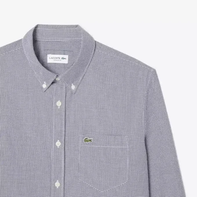 Hawaii-skjorte i poplin med rutemønster i regular fit for menn