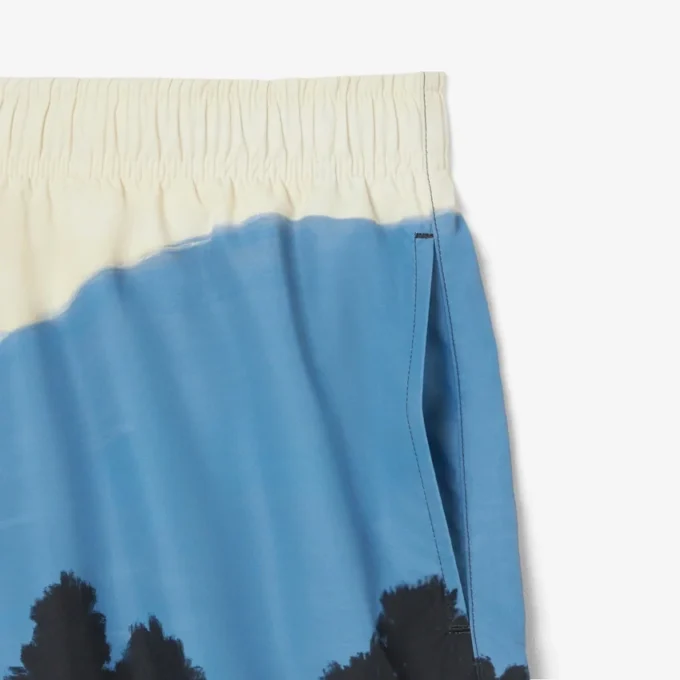 Herre-badeshorts med kort landskapsmønster