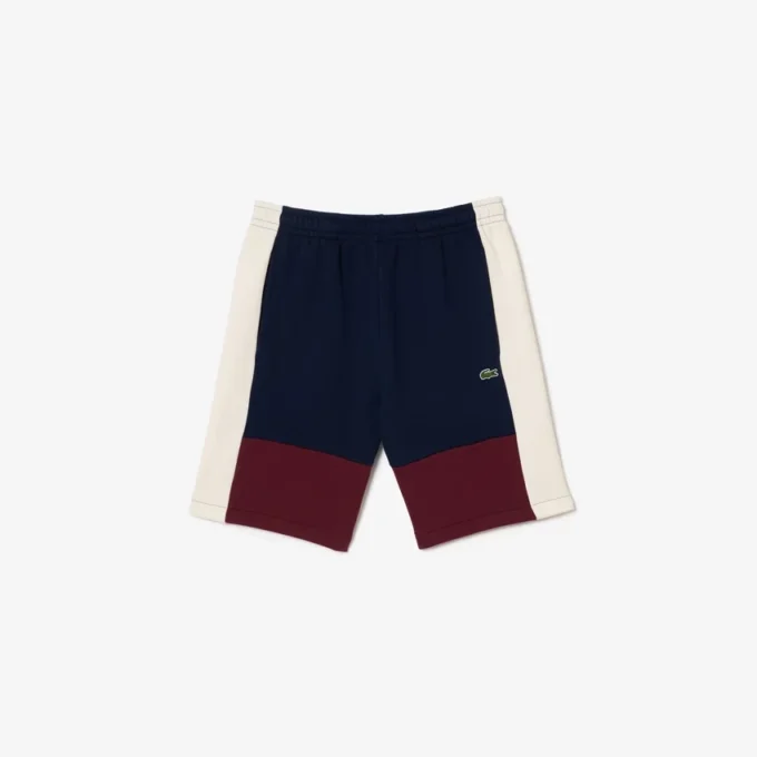 Herre-fleece-shorts i regular fit med fargeblokker