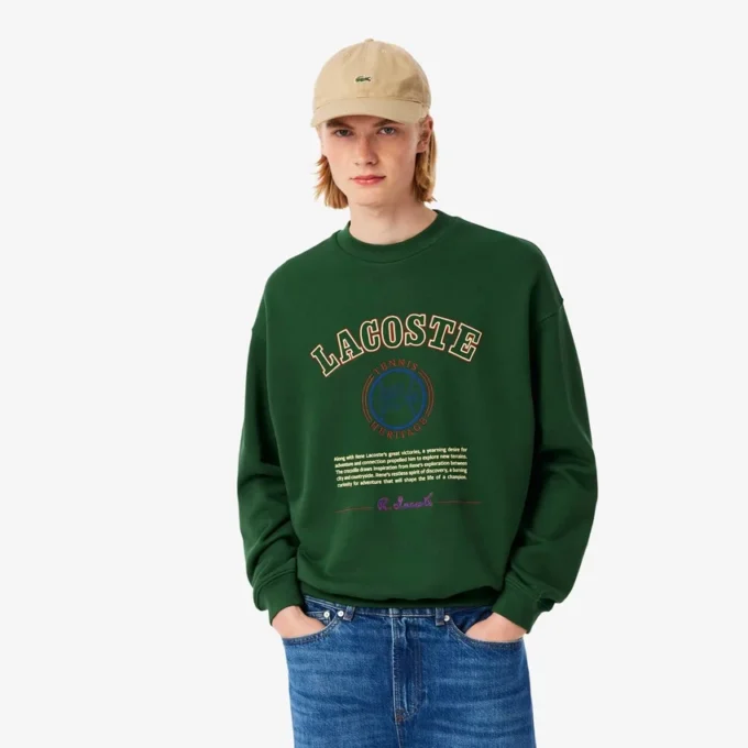 Herre-fleece-Sweatshirt med Heritage-broderi