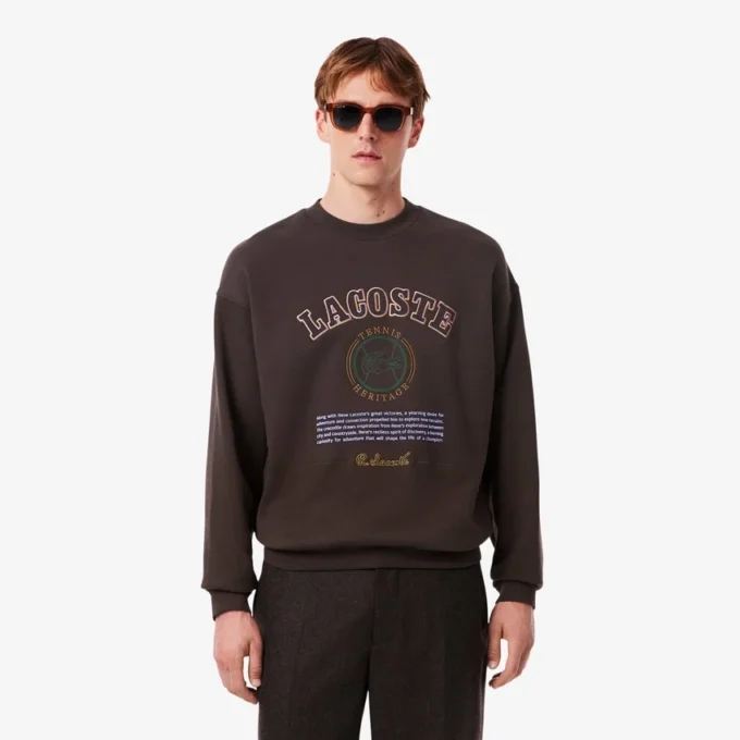 Herre-fleece-Sweatshirt med Heritage-broderi